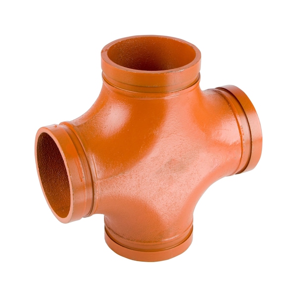 Usa Industrials Grooved Pipe Fitting - Ductile Iron Orange Enamel-Coated - Cross - 3 Grooved End ZUSA-PF-19887 - main